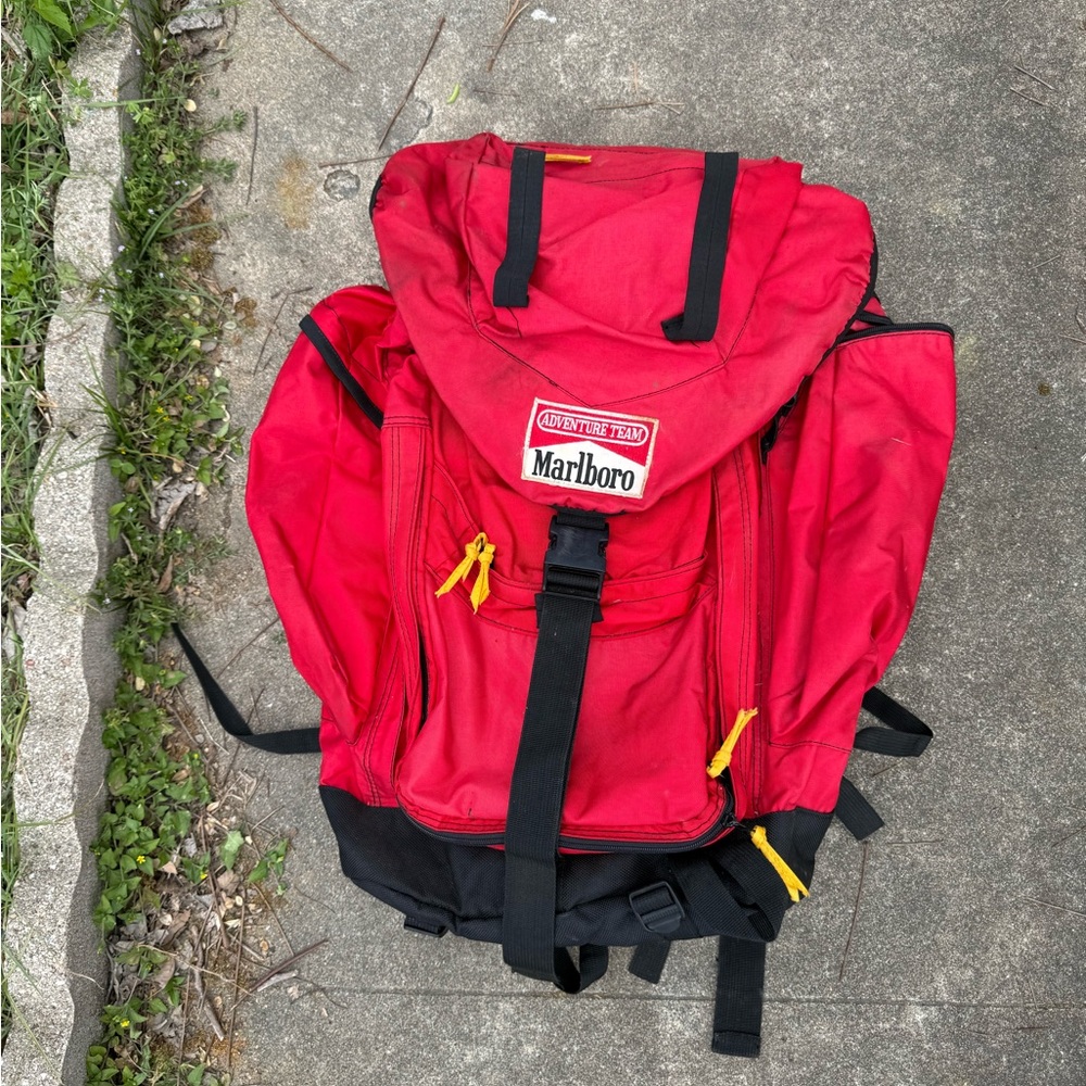 Marlboro Red Adventure Team Backpack with Yellow Accents